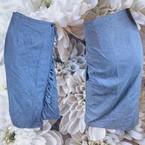 Vtg Cambridge Dry Goods Denim Wrap Skirt Sz 6